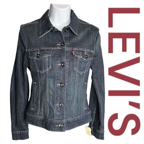 Levi's Jacket Women's Long Sleeve Button Down Trucker Denim Blue Size Small - Picture 1 of 9